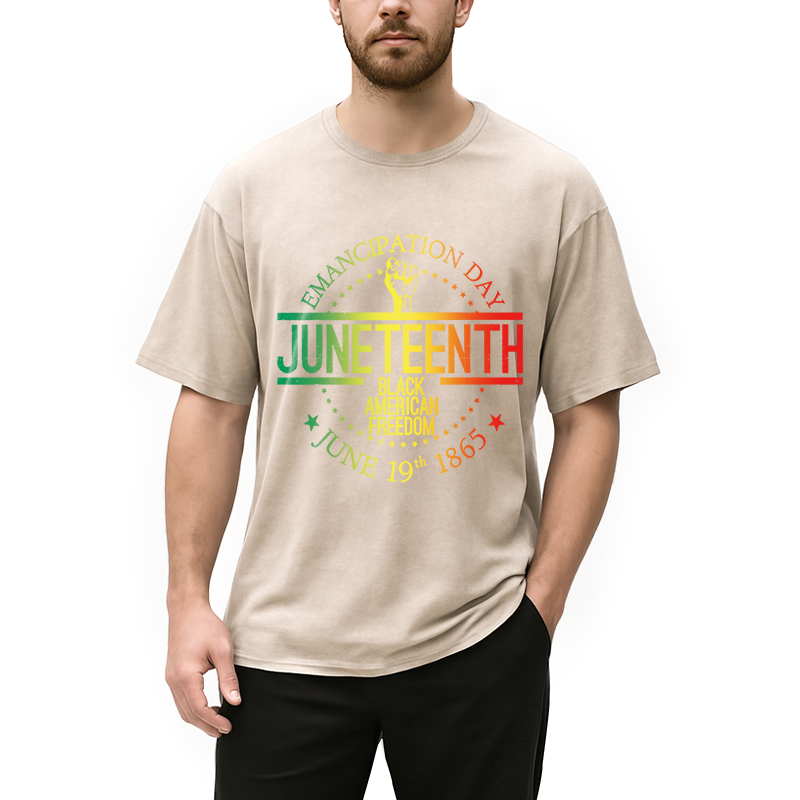 Modecanvas Juneteenth Independence Day DTG Printing Washed T-Shirt