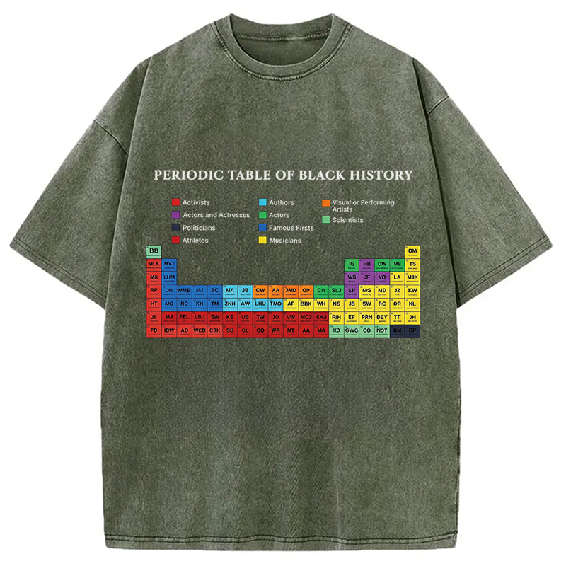Modecanvas Periodic Table Of Black History DTG Printing Washed T-Shirt