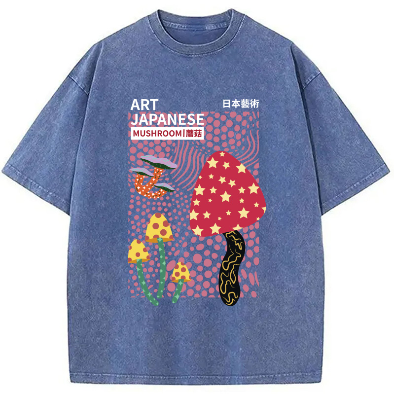 Modecanvas Japanese Art Mushroom Vintage Washed T-Shirt