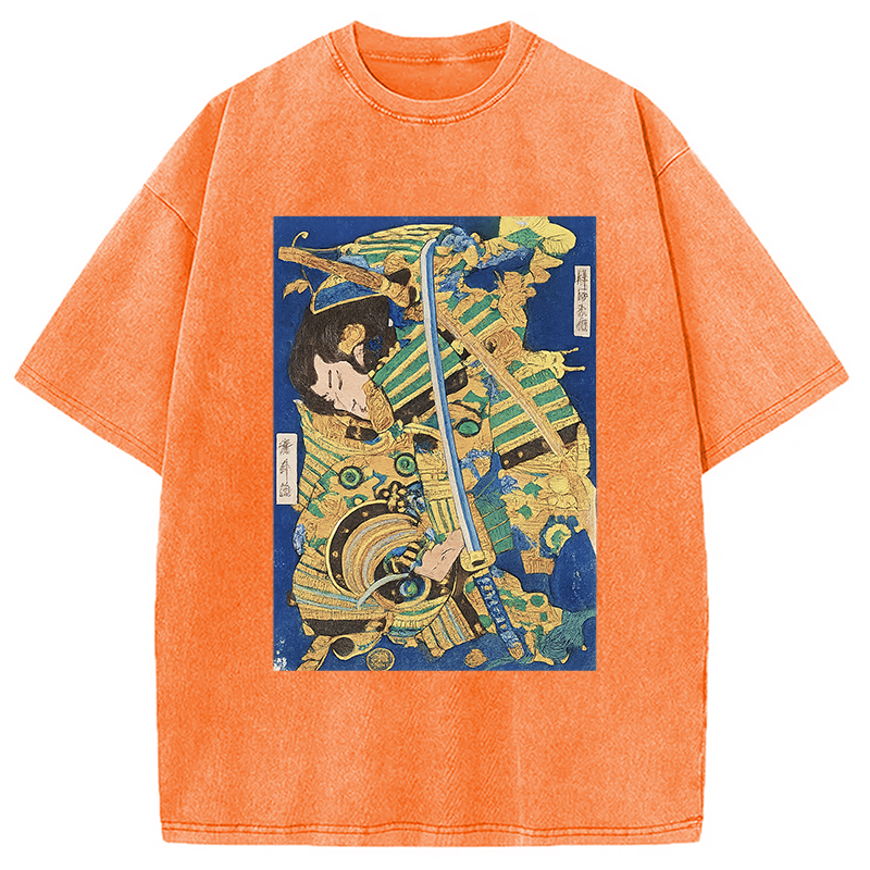 Modecanvas Samurai Clash Ukiyo-e Washed T-Shirt