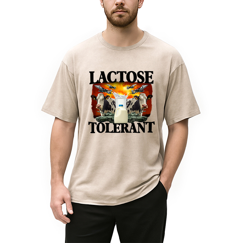 Modecanvas Lactose Tolerant Funny Trending Meme Washed T-Shirt