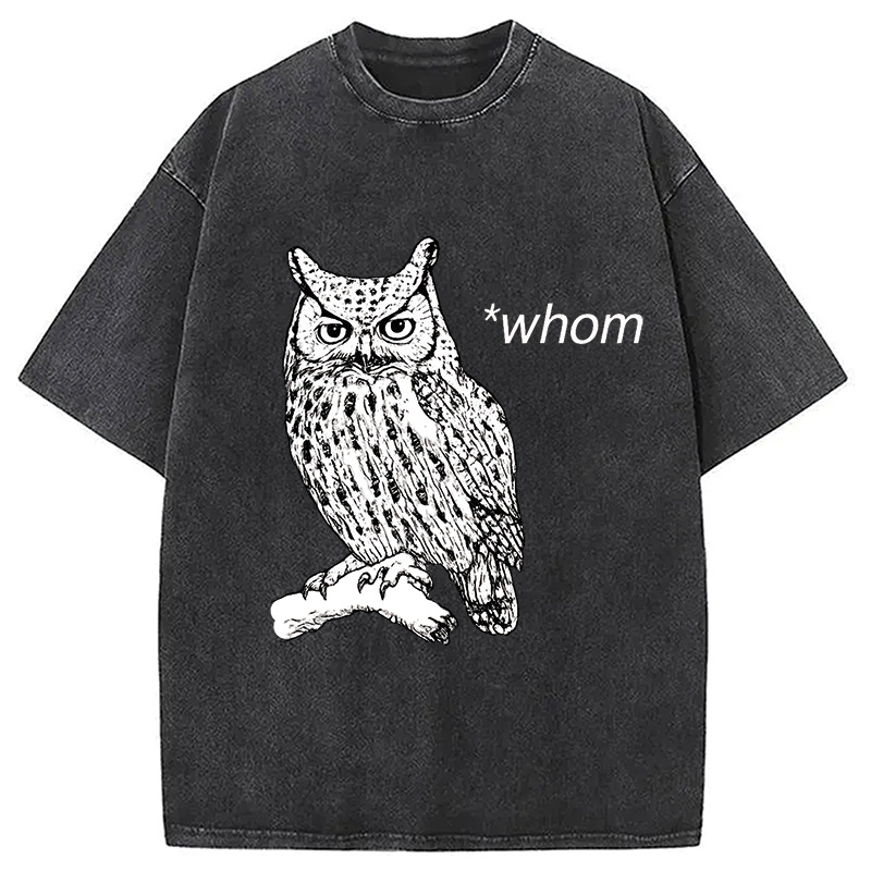 Modecanvas Who Whom Judging Owl Washed T-Shirt