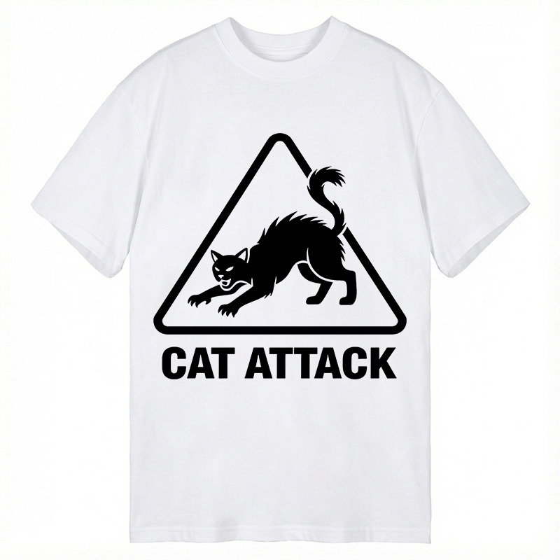 Modecanvas Cat Attack DTG Printing Classic T-Shirt-modecanvas