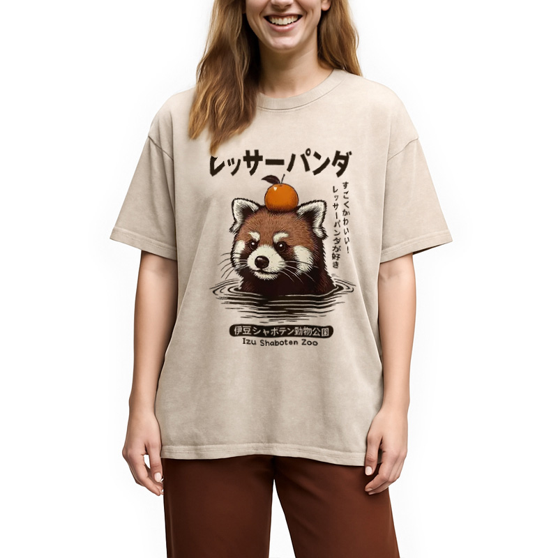 Modecanvas Cute Red Panda Washed T-Shirt