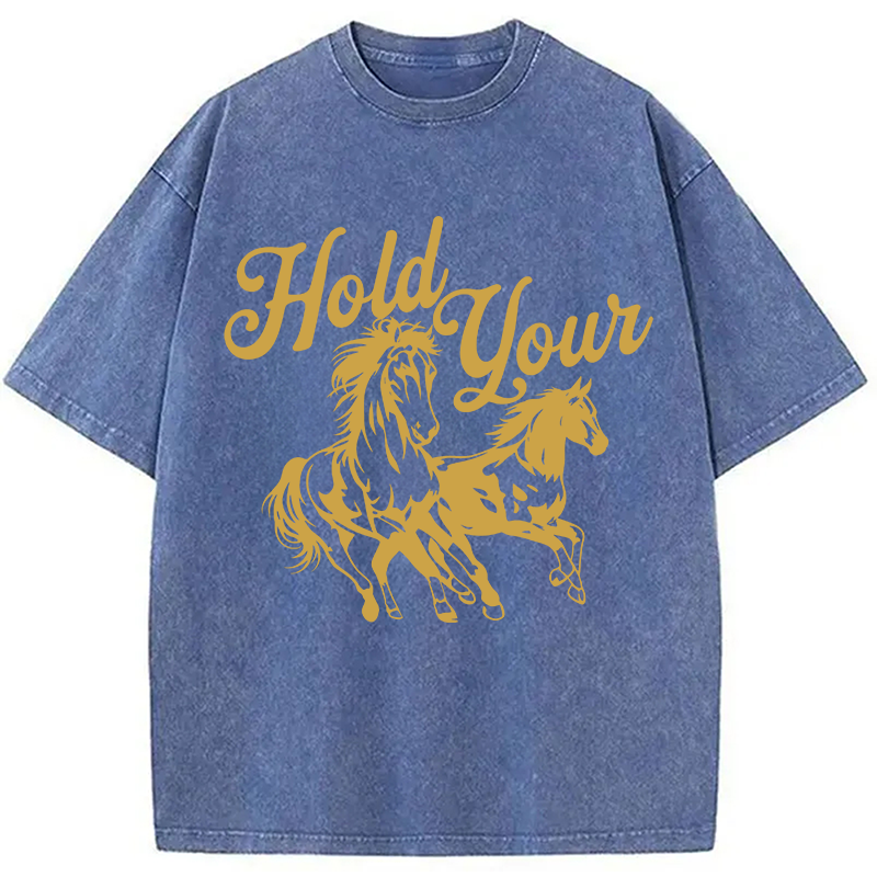 Modecanvas Hold Your Horses DTG Printing Washed T-Shirt