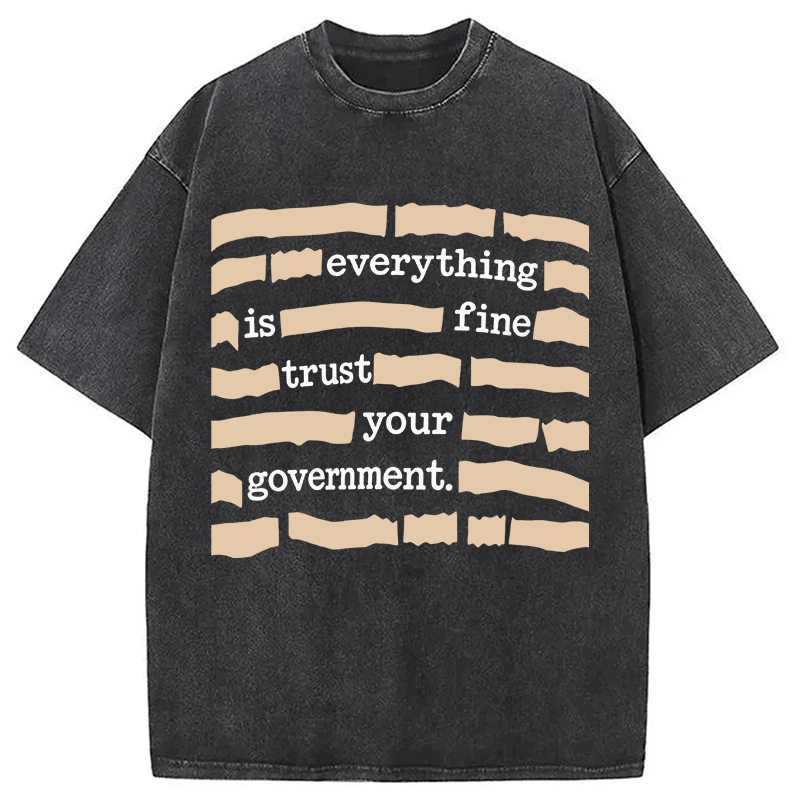 Modecanvas Everything is Fine Meme Washed T-Shirt-modecanvas