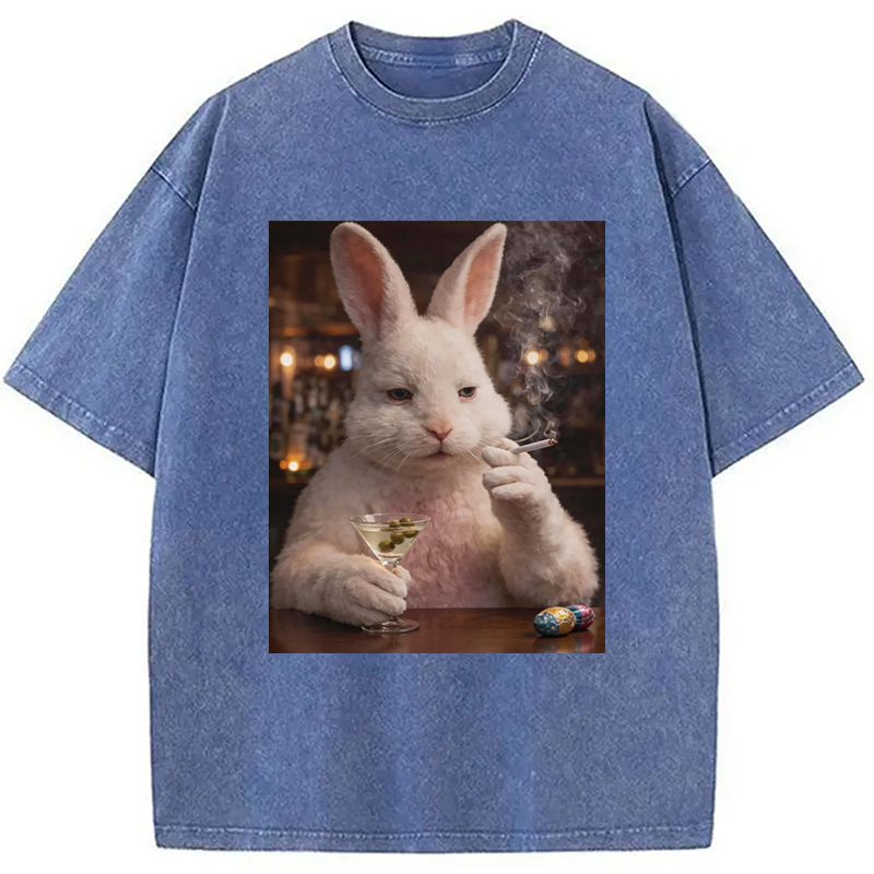 Modecanvas Unhinged Easter Bunny DTG Printing Washed T-Shirt