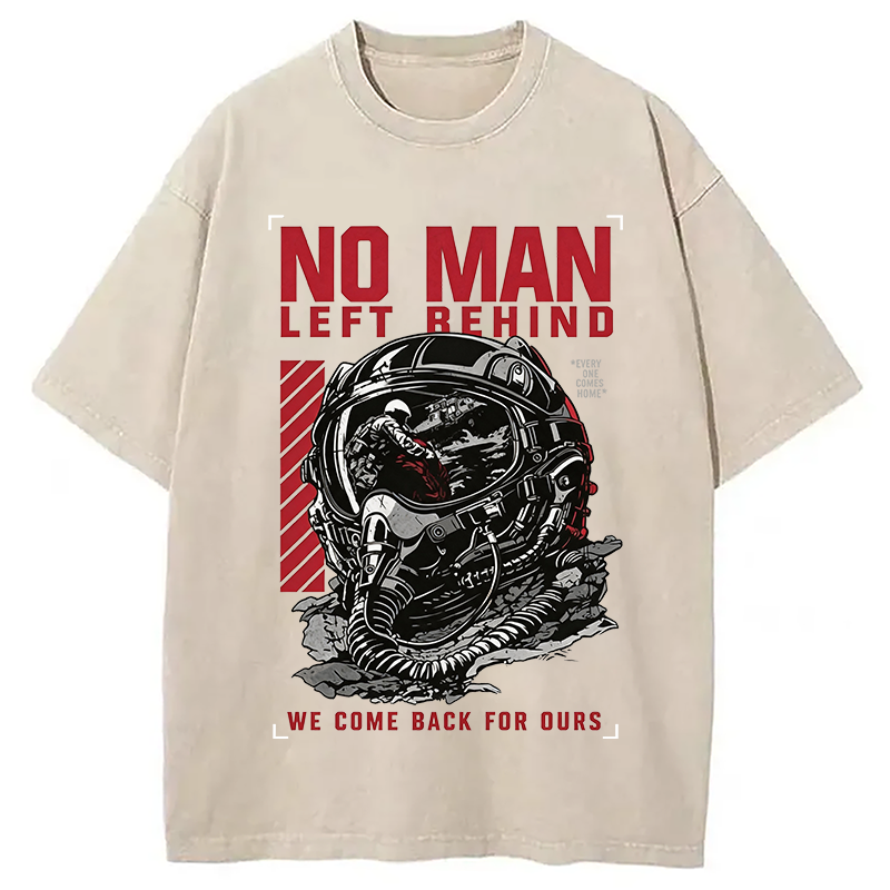 Modecanvas No Man Left Behind DTG Printing Washed T-Shirt