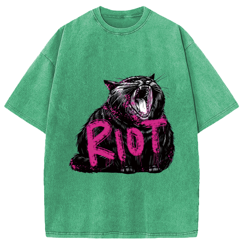 Modecanvas Riot Cat DTG Printing Washed T-Shirt