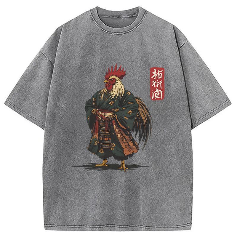 Modecanvas Samurai Rooster Washed T-Shirt