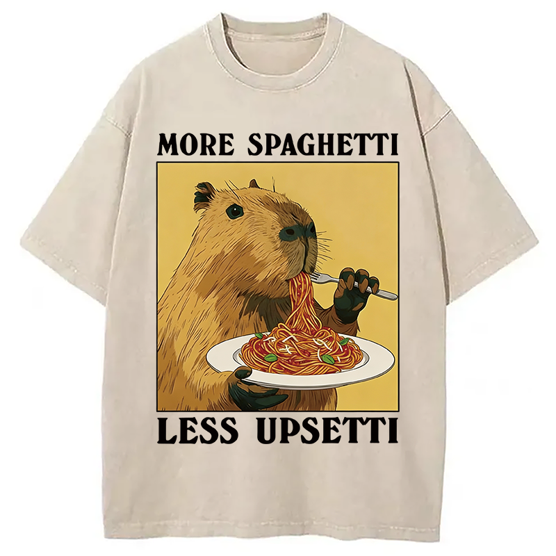 Modecanvas Capybara Eating Washed T-Shirt-modecanvas