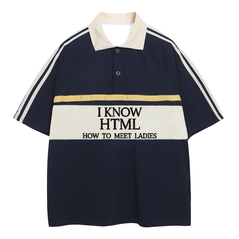 Modecanvas I Know HTML Polo Embroidered T-Shirt