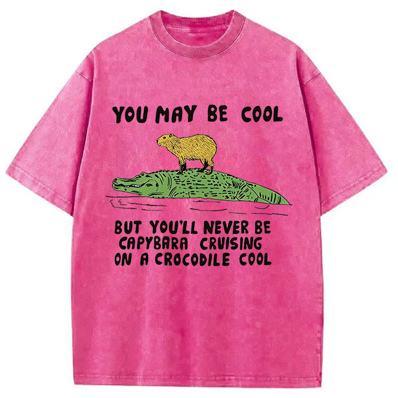 Modecanvas Cool Capybara Funny DTG Printing Washed T-Shirt