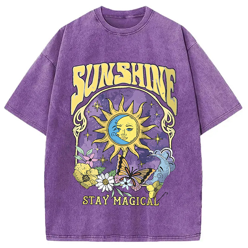 Modecanvas Sunshine Stay Magical Washed T-Shirt