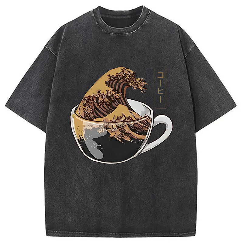 Modecanvas Coffee Wave Washed T-Shirt