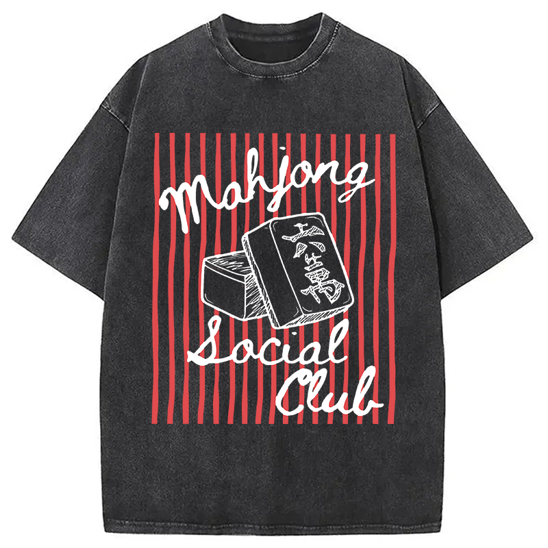 Modecanvas Mahjong Social Club DTG Printing Washed T-Shirt