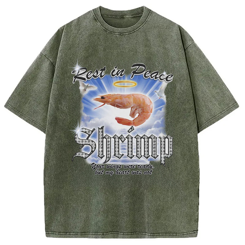 Modecanvas RIP SHRIMP Washed T-Shirt