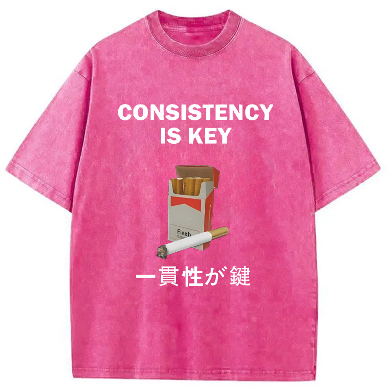 Modecanvas Consistency Is Key Cigarette Washed T-Shirt
