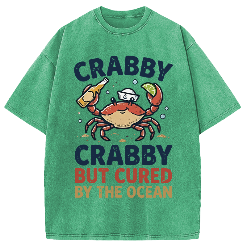 Modecanvas Crabby But Cured By The Ocean DTG Printing Washed T-Shirt
