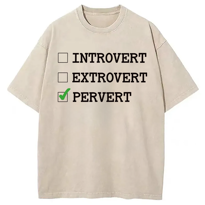 Modecanvas Introvert Extrovert Pervert DTG Printing Washed T-Shirt