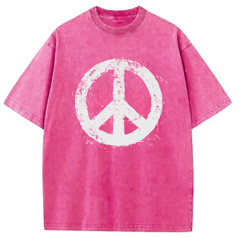 Modecanvas Peace Sign DTG Printing Washed T-Shirt