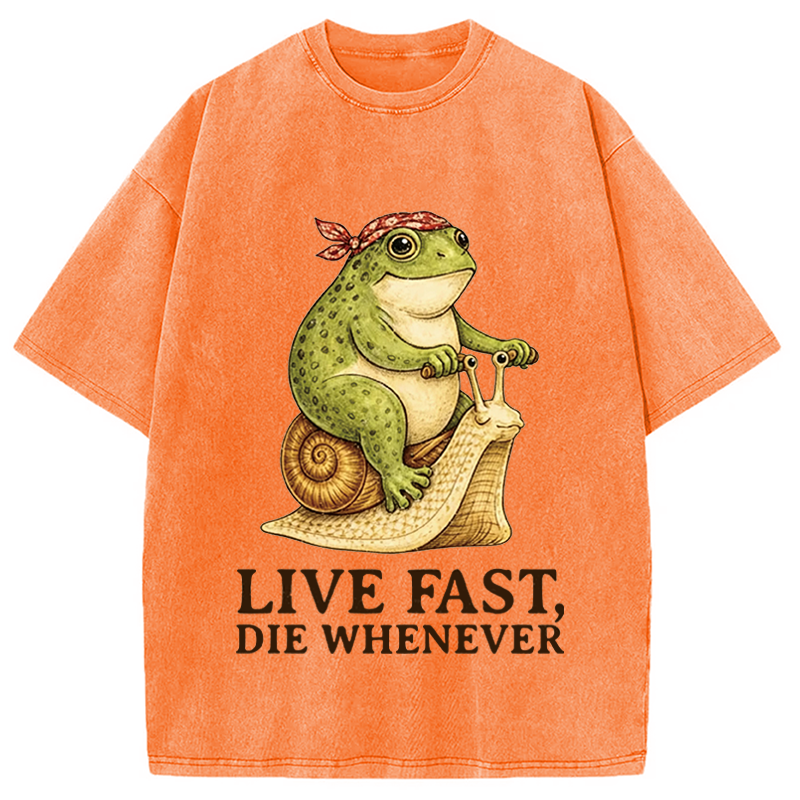 Modecanvas Live Fast Die Whenever DTG Printing Washed T-Shirt