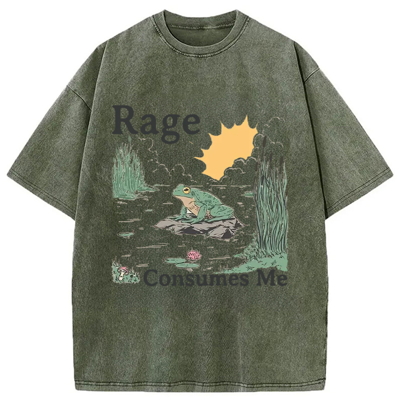Modecanvas Rage Consumes Me Frog Pond Washed T-Shirt-modecanvas