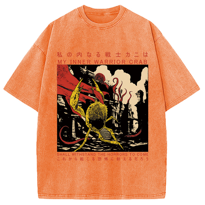 Modecanvas My Inner Warrior Crab Funny Vintage Washed T-Shirt