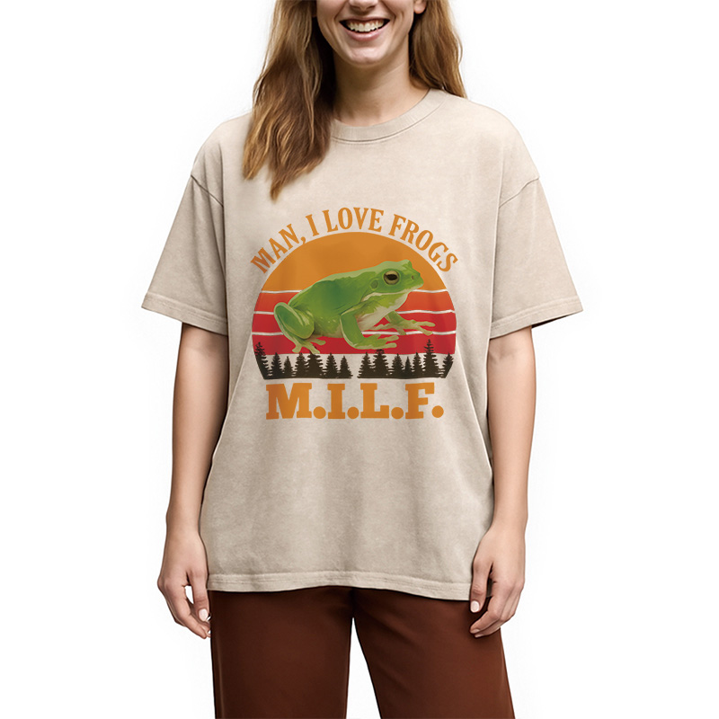 Modecanvas M.I.L.F. Vintage Frog Washed T-Shirt
