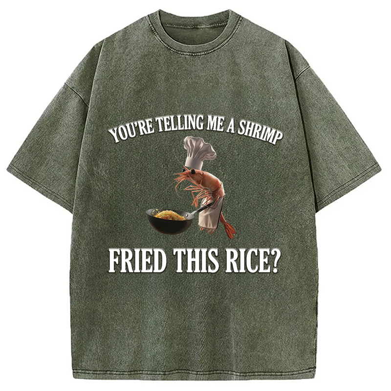 Modecanvas Funny Shrimp Meme DTG Printing Washed T-Shirt-modecanvas