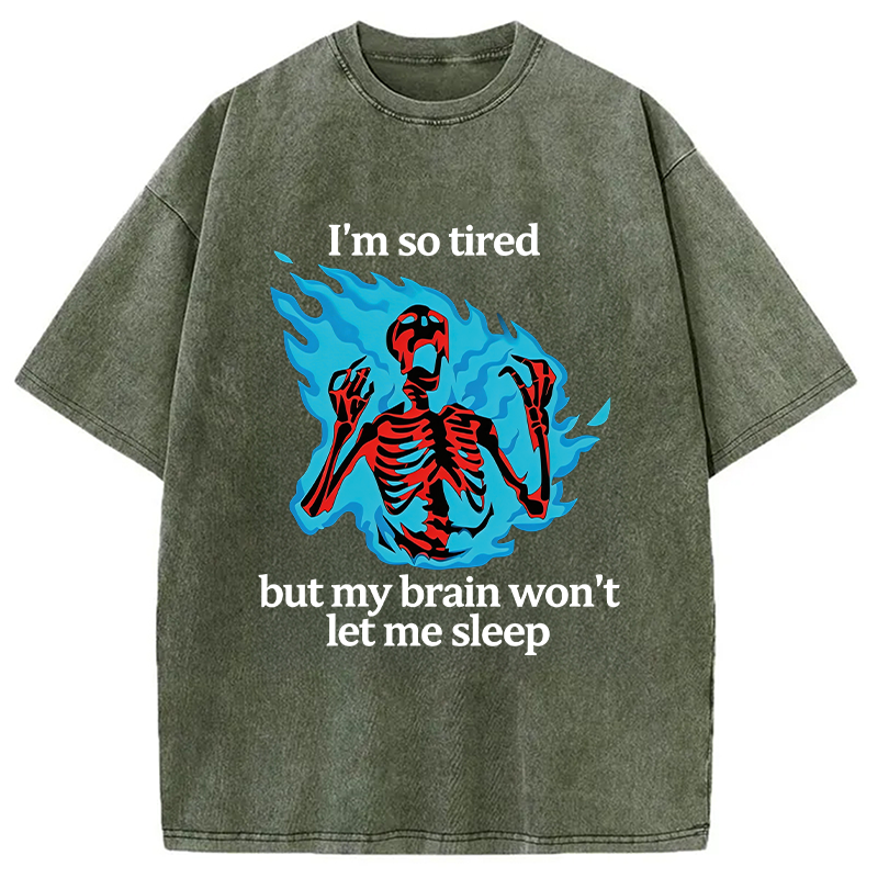 Modecanvas Tired Skeleton On Fire DTG Printing Washed T-Shirt