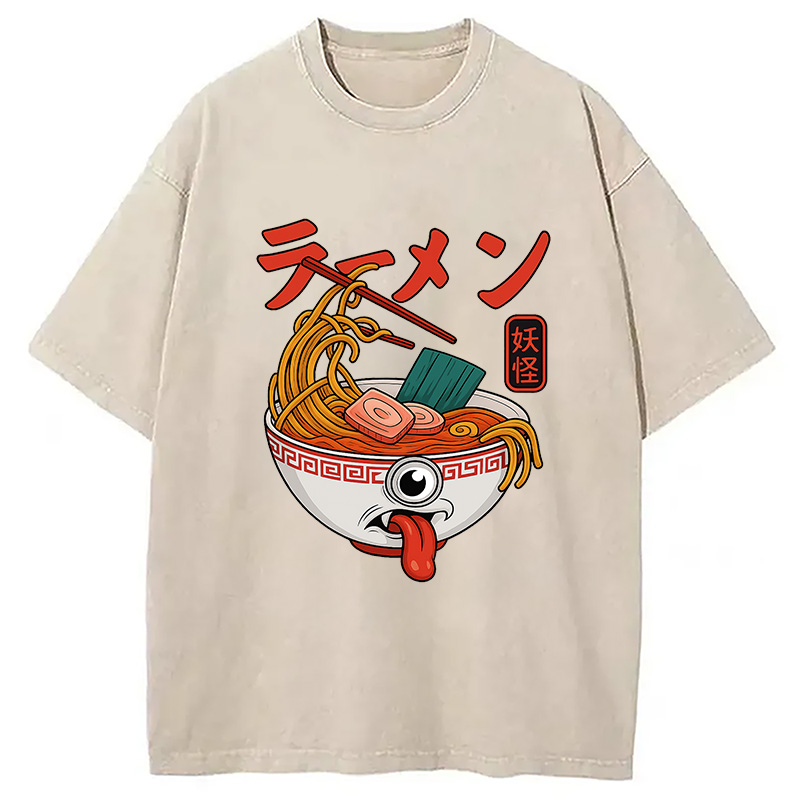 Modecanvas Yokai Ramen Japanese Washed T-Shirt