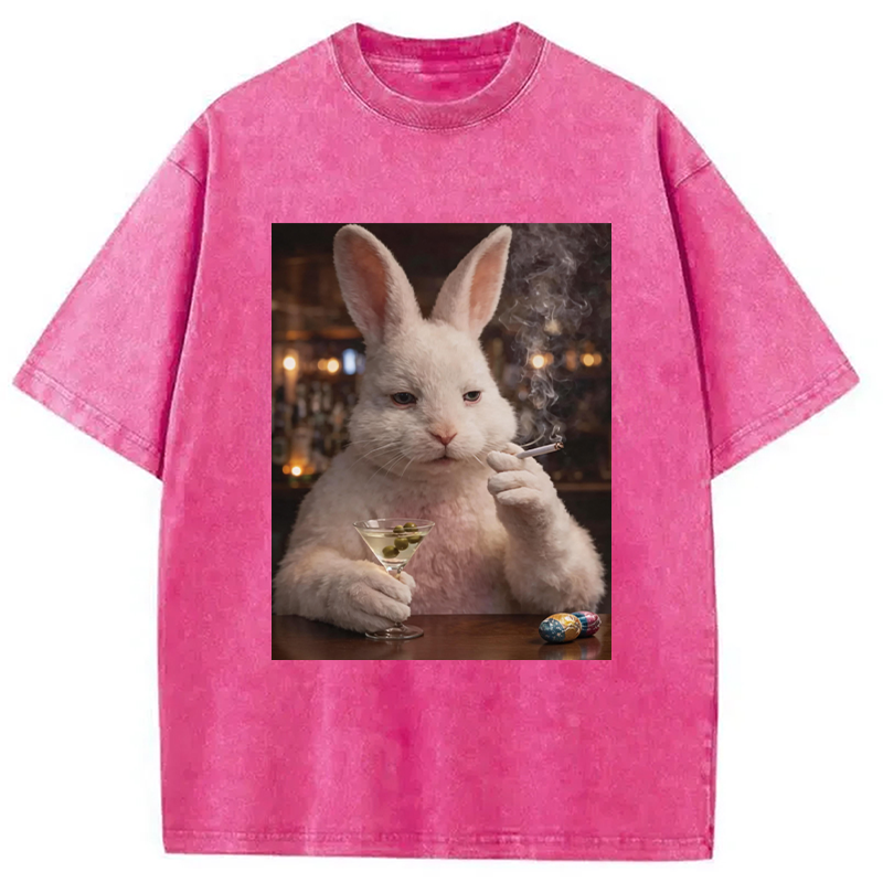 Modecanvas Unhinged Easter Bunny DTG Printing Washed T-Shirt