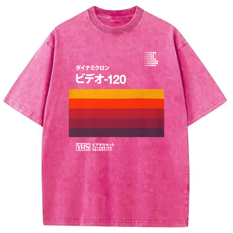 Modecanvas Retro Japanese VHS Cassette Washed T-Shirt