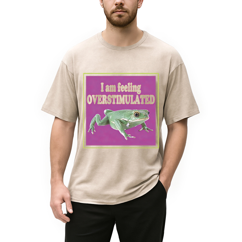 Modecanvas I Am Feeling Overstimulated DTG Printing Washed T-Shirt