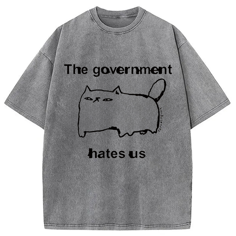 Modecanvas The Government Hates Us DTG Printing Washed T-Shirt