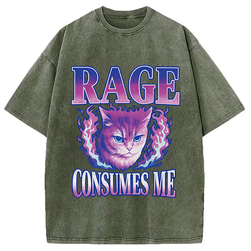 Modecanvas Rage Consumes Me DTG Printing Washed T-Shirt