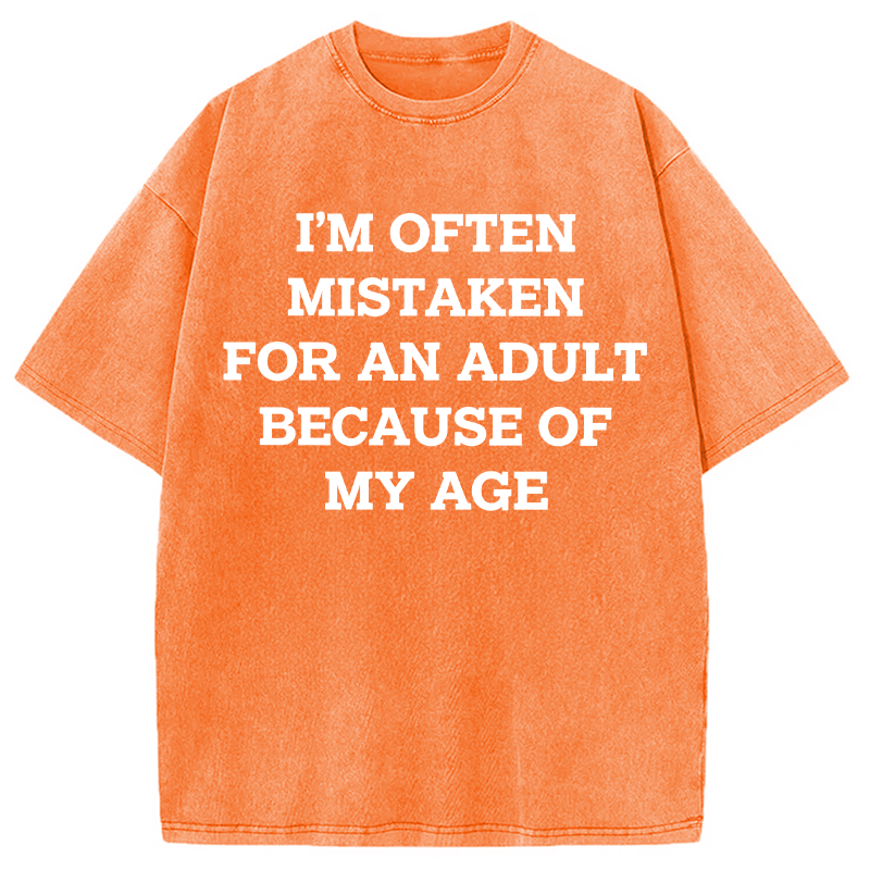 Modecanvas Mistaken For An Adult DTG Printing Washed T-Shirt