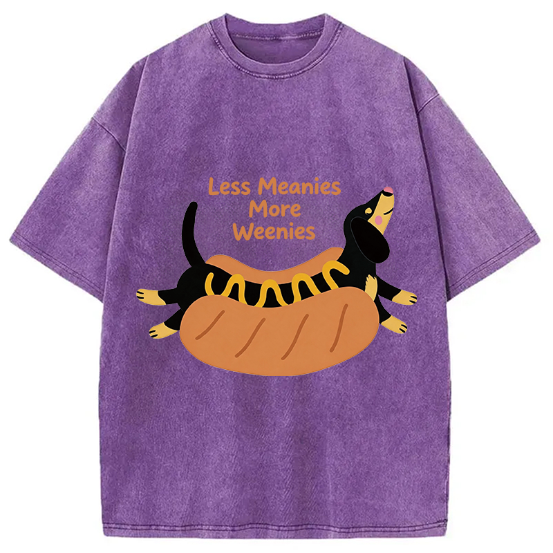 Modecanvas Positive Vibes Only With The Weenie Dog DTG Printing Washed T-Shirt