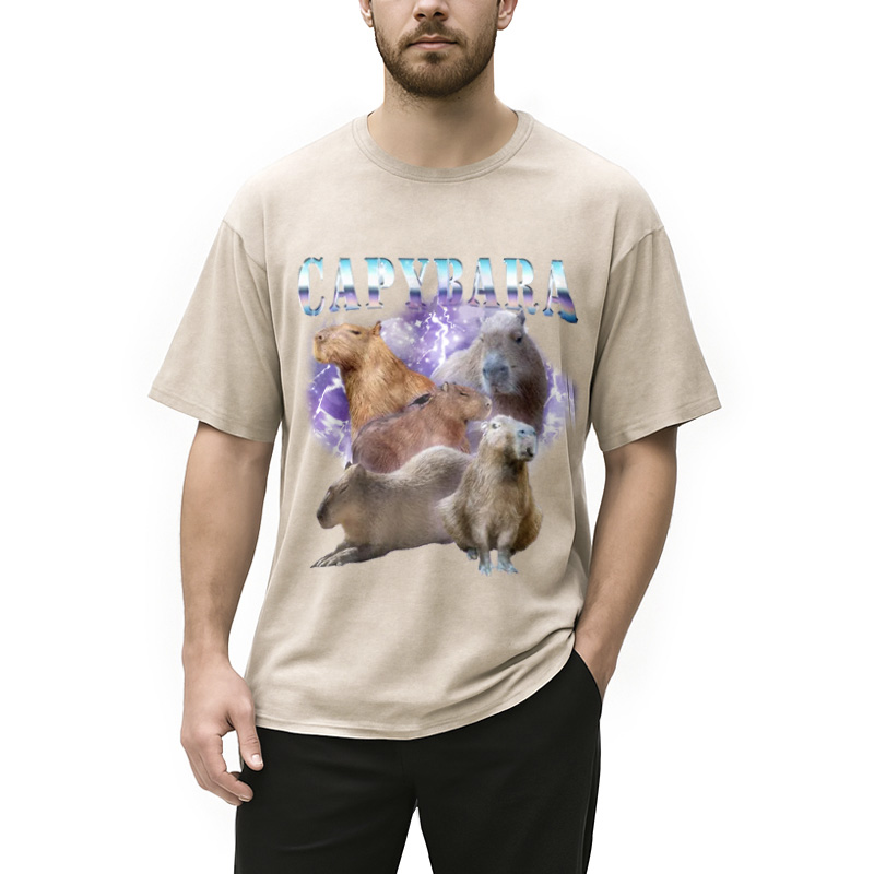 Modecanvas Vintage Capybara Washed T-Shirt