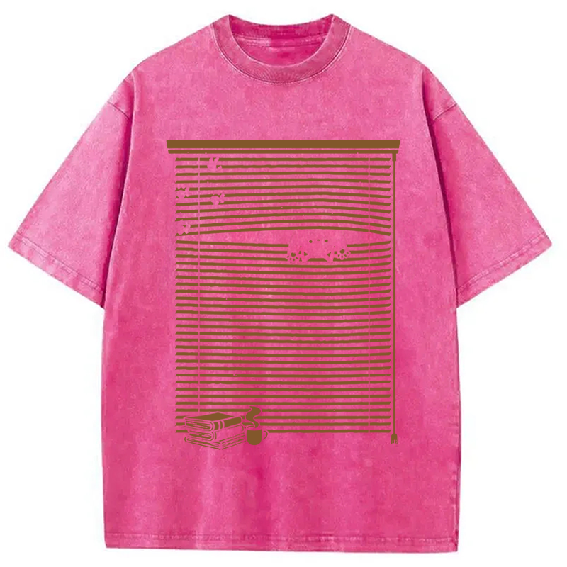 Modecanvas Spying Black Cat DTG Printing Washed T-Shirt