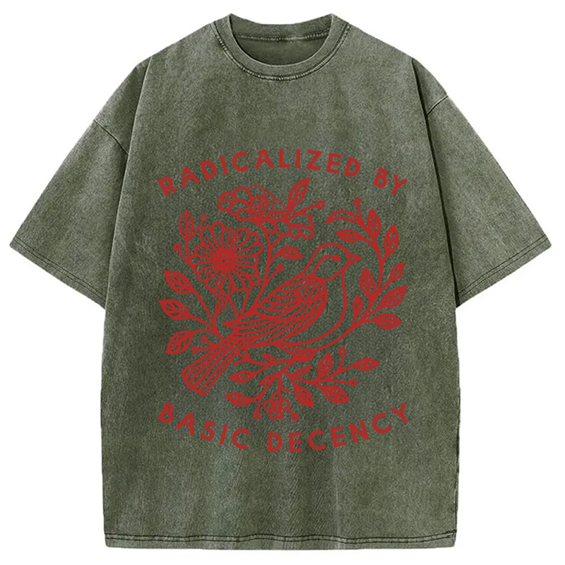 Modecanvas Pigeon Was Moved Washed T-Shirt-modecanvas