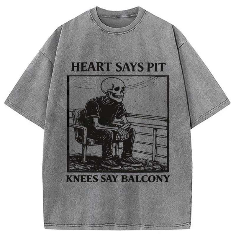 Modecanvas Heart Says Pit Knees Say Balcony DTG Printing Washed T-Shirt