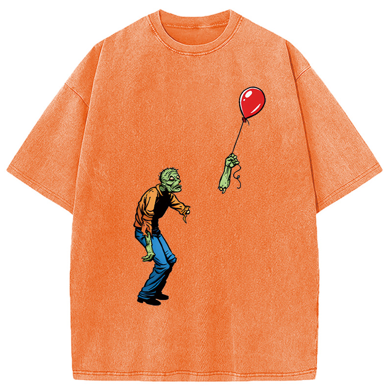 Modecanvas Sad Zombie and Balloon Washed T-Shirt