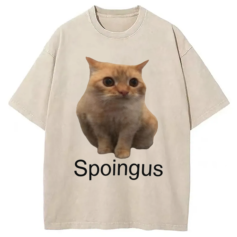 Modecanvas Spoingus The Cat Meme DTG Printing Washed T-Shirt