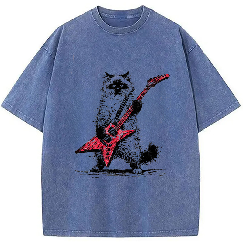 Modecanvas Raccoon Playing Guitar Washed T-Shirt