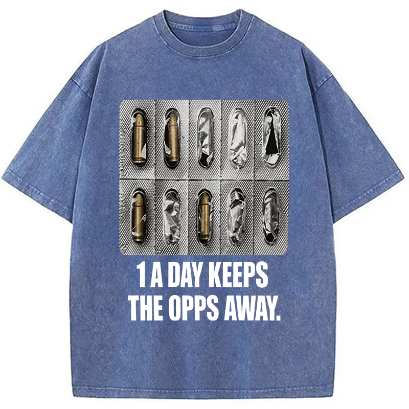 Modecanvas 1A Day Keeps The OPPs Away DTG Printing Washed T-Shirt
