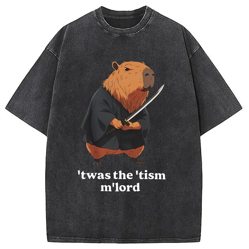 Modecanvas Focused Samurai Capybara Washed T-Shirt
