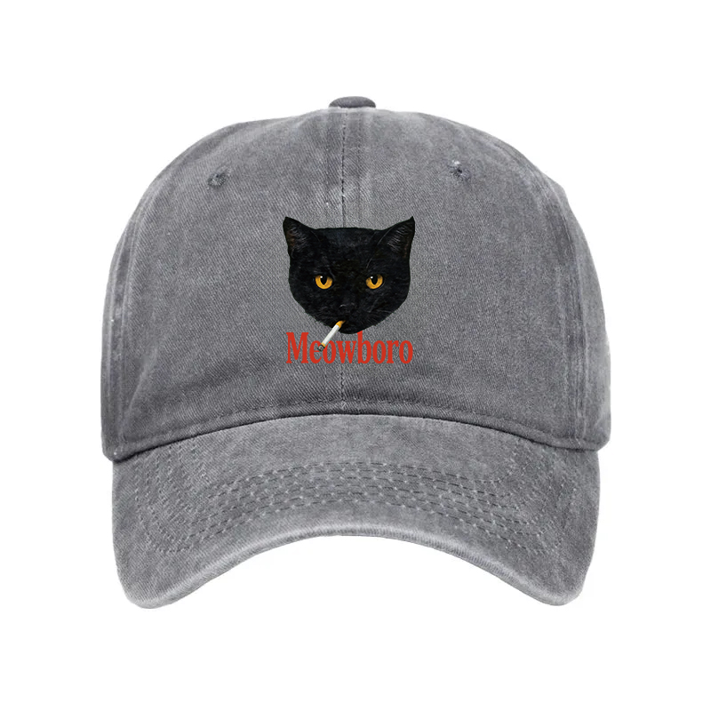 Modecanvas Smoking Black Cat Vintage Washed Cap-modecanvas