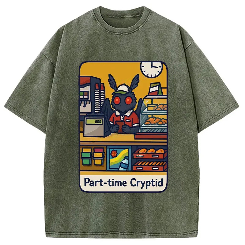 Modecanvas Working Mothman Washed T-Shirt-modecanvas